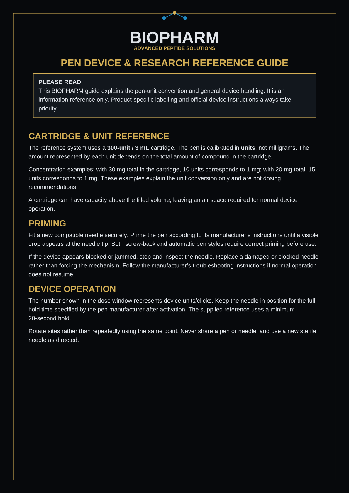 Pen Device and Research Reference Guide page 1